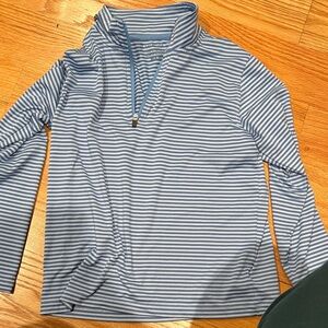 Blue and White Crewcuts Striped Quarter-Zip Pullover